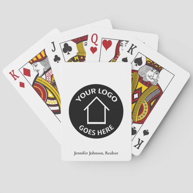 Custom Real Estate Company Logo Realtor Monogram Poker Cards (Back)