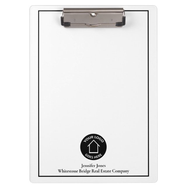 Custom Real Estate Company Logo Simple Realty Clipboard (Front)