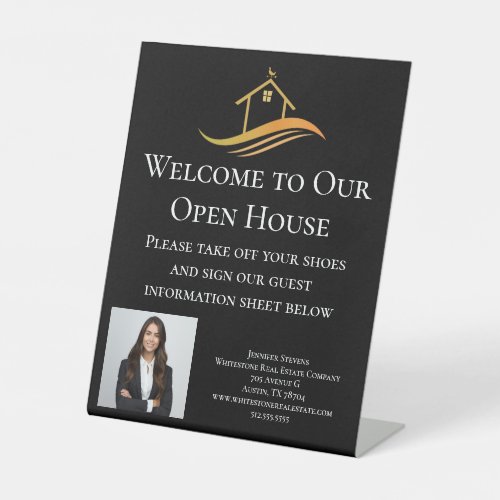 Custom Real Estate Company Open House Welcome Pedestal Sign