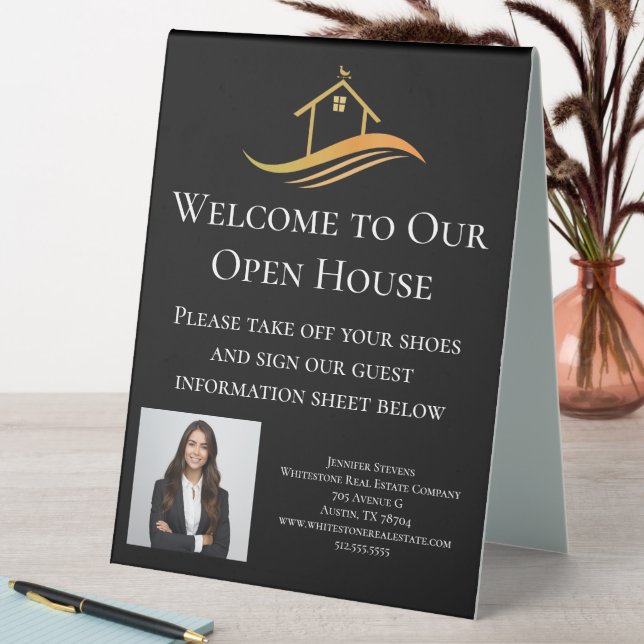 Custom Real Estate Company Open House Welcome Table Tent (In SItu (Table))