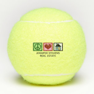 Custom Real Estate Company Peace Love Realty Tennis Balls
