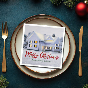 Custom Real Estate Company Winter Christmas Party Napkins