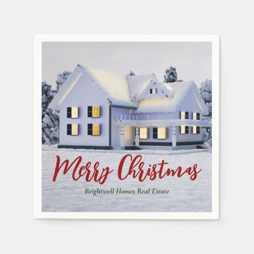 Custom Real Estate Company Winter Christmas Party Napkins