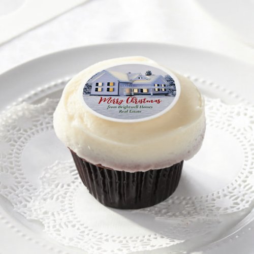 Custom Real Estate Company Winter Holiday Party Edible Frosting Rounds