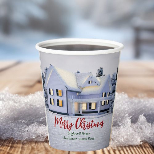 Custom Real Estate Company Winter Holiday Party Paper Cups