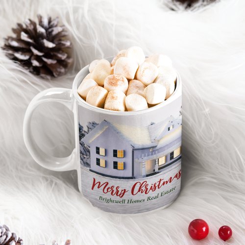 Custom Real Estate Company Winter House Christmas Coffee Mug