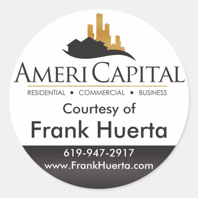 CUSTOM Real Estate Courtesy of Classic Round Sticker (Front)