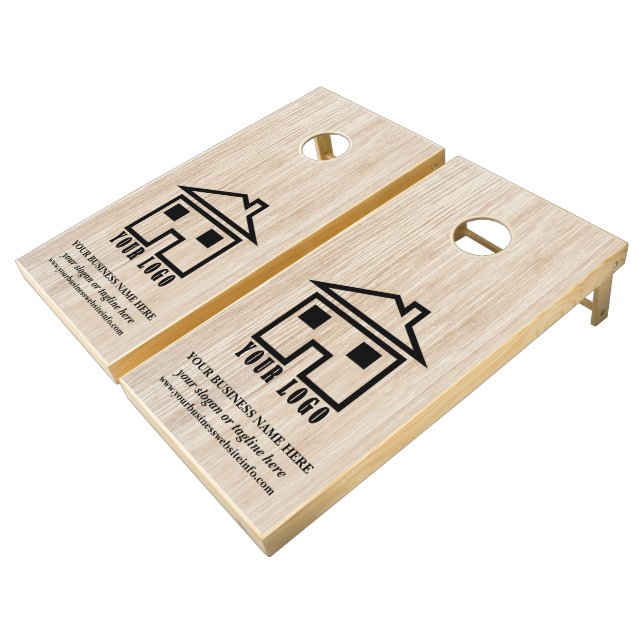 Custom Real Estate Logo  Cornhole Set (Angled)