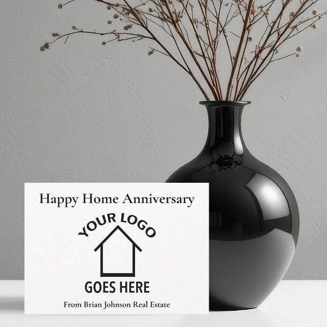 Custom Real Estate Logo Happy Home Anniversary Card (Creator Uploaded)
