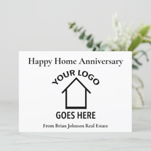Custom Real Estate Logo Happy Home Anniversary Card