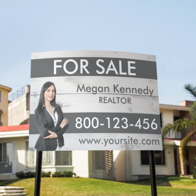 Custom Real Estate Photo Promotional Marketing Sign (real estate agent photo yard sign)