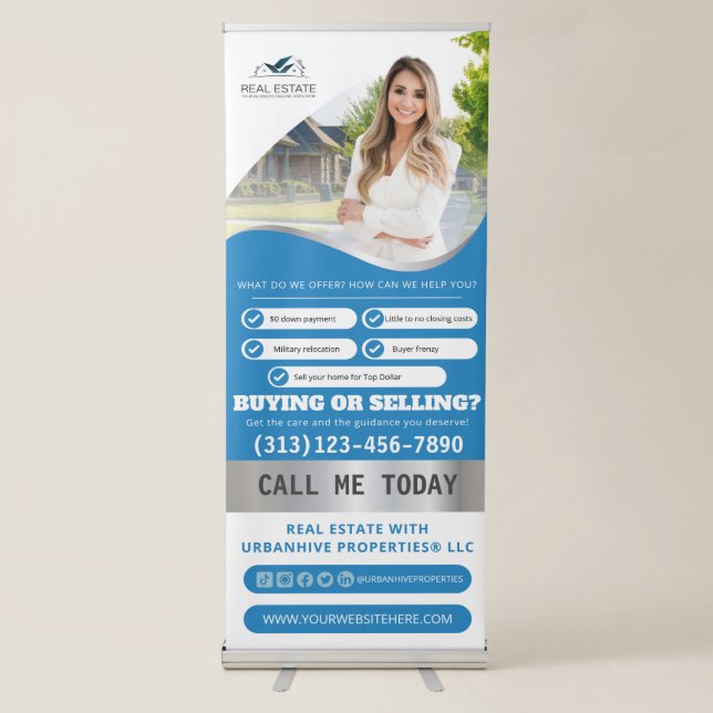 Custom Real Estate Promotional Marketing Retractable Banner (Front)