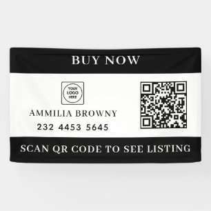 Custom Real Estate QR For Sale Black White Banner