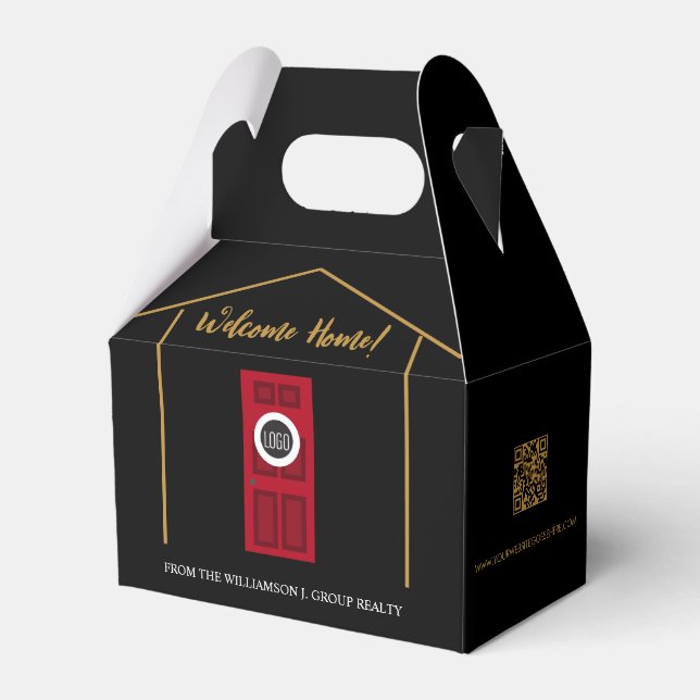 Custom Real Estate Welcome home house warming Favor Boxes (Front Side)