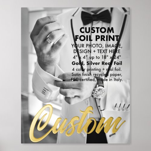 Custom Real Foil Gold or Silver Print 8 x 10