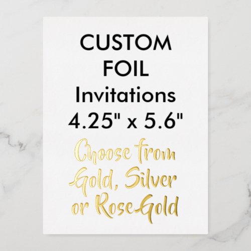 Custom Real Foil Invitations GOLD 425 x 56