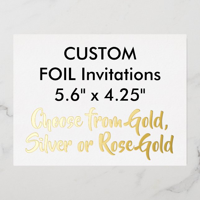Custom Real Foil Invitations GOLD 5.6" x 4.25" (Front)