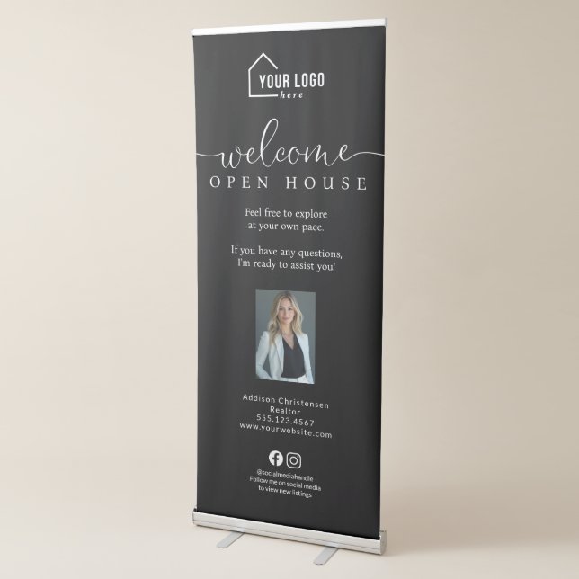 Custom Realtor Logo Photo Open House Retractable Banner (3/4)