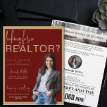 Custom Realtor Professional Real Estate Marketing Flyer<br><div class="desc">The Custom Realtor Professional Real Estate Marketing Flyer, an essential tool for real estate agents aiming to elevate their marketing efforts with a touch of elegance and sophistication. Designed with a striking dark red and gold color scheme, this flyer captures attention and exudes professionalism. Featuring a personal neighborhood card with...</div>