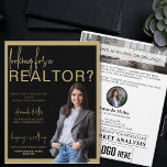 Custom Realtor Professional Real Estate Marketing Flyer<br><div class="desc">The Custom Realtor Professional Real Estate Marketing Flyer, a sophisticated and impactful tool designed to elevate your real estate marketing campaigns. Crafted with a striking black and gold color scheme, this flyer exudes elegance and professionalism, ensuring your message captures attention. It features a personal neighborhood card with a photo, allowing...</div>