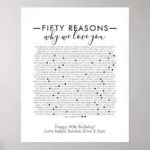 custom reason we love you poster Black font 50