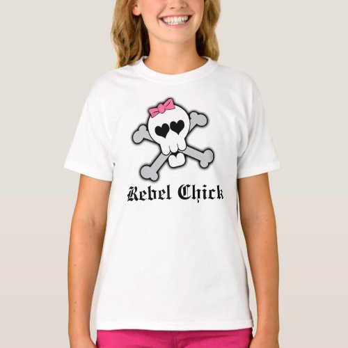 Custom Rebel Chick Girl Skull wCrossbones Shirt