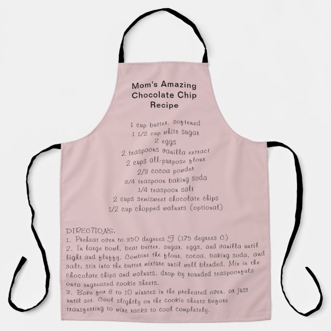 Custom Recipe Blush Pink Apron  (Front)