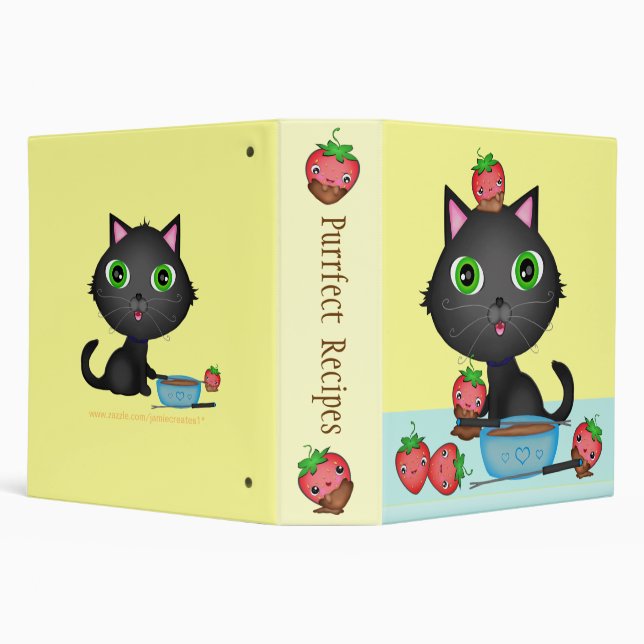 Custom Recipe Cat & Strawberry Fondue Binder (Background)