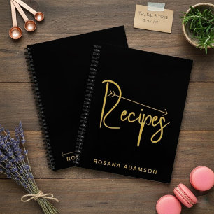 Custom Recipe Journal (Black Book & Gold Script)
