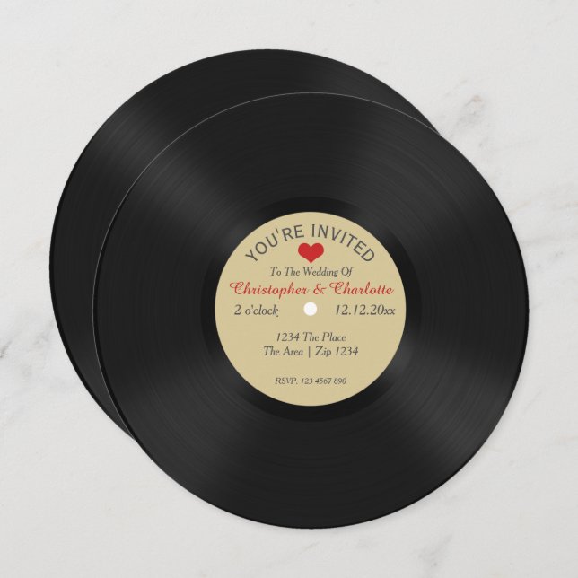 Custom Record Album Novelty Wedding Invitation (Front/Back)