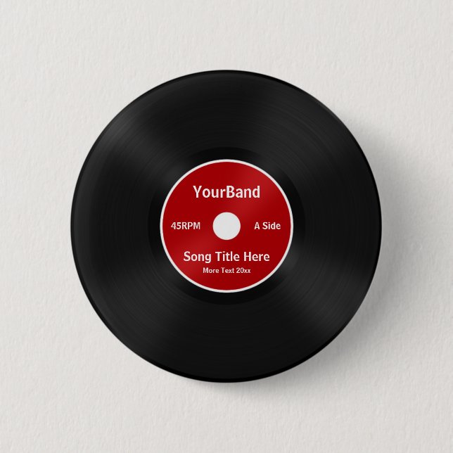 Custom Record Personalize Pinback Button (Front)