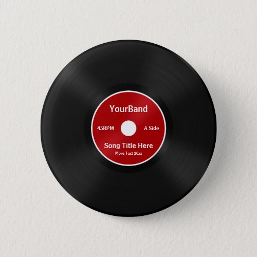 Custom Record Personalize Pinback Button