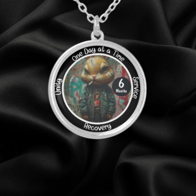 Custom Recovery Milestone Gift - Edgy Street Art Silver Plated Necklace (Creator Uploaded)