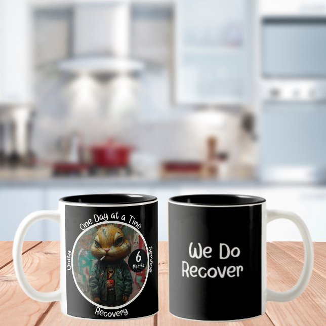 Custom Recovery Milestone Gift - Edgy Street Art Two-Tone Coffee Mug (Creator Uploaded)