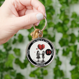 Custom Recovery Milestone Gift Heart Balloon Keychain