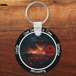 Custom Recovery Milestone Gift - Hearts Keychain