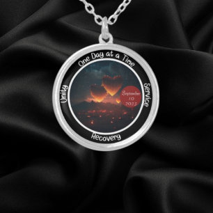 Custom Recovery Milestone Gift - Hearts Silver Plated Necklace