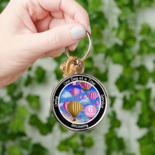 Custom Recovery Milestone Gift - Hot Air Balloons Keychain