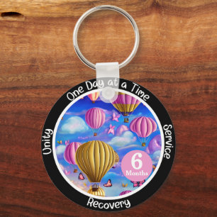 Custom Recovery Milestone Gift - Hot Air Balloons Keychain