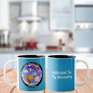 Custom Recovery Milestone Gift - Hot Air Balloons Two-Tone Coffee Mug
