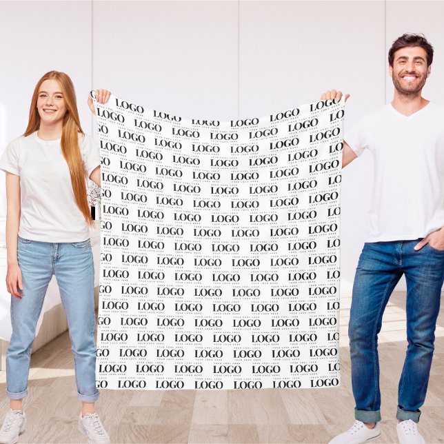 Custom Rectangle Business Company Logo Pattern  Fleece Blanket (Creator Uploaded)