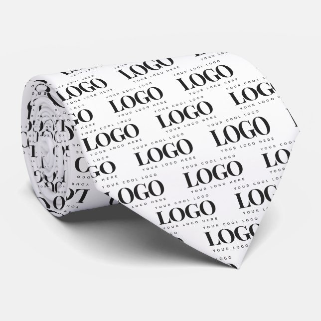 Custom Rectangle Business Company Logo Pattern Neck Tie (Rolled)
