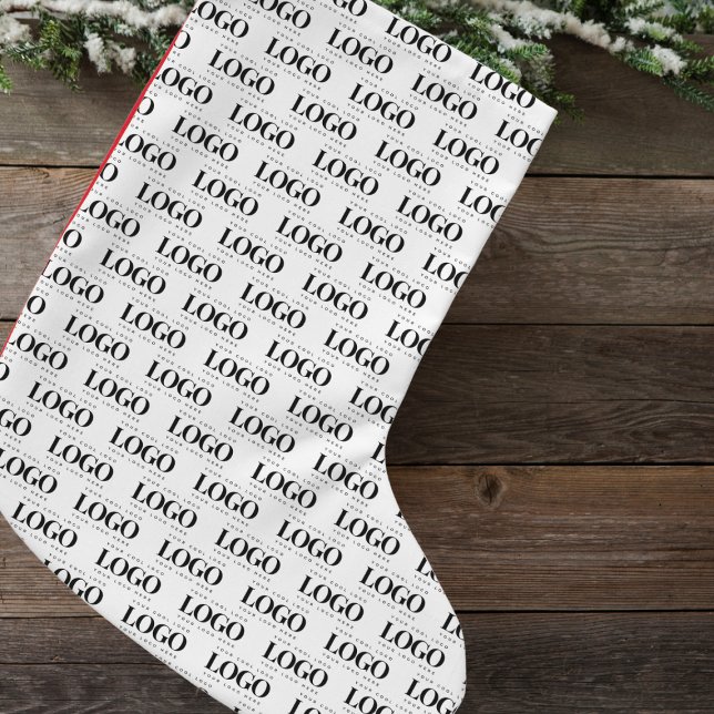 Custom Rectangle Business Company Logo Pattern Small Christmas Stocking (Creator Uploaded)