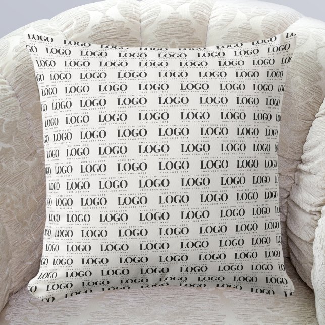Custom Rectangle Business Company Logo Pattern  Throw Pillow (Creator Uploaded)