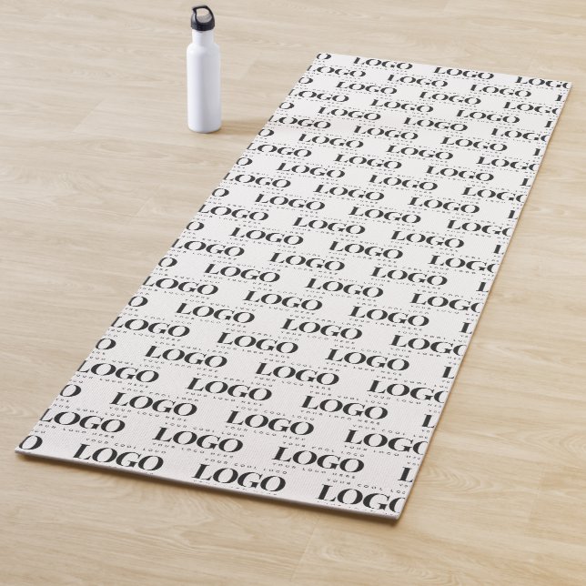 Custom Rectangle Business Company Logo Pattern Yoga Mat (In Situ)