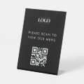 Custom Rectangle Business Logo & QR Code Menu Pedestal Sign | Zazzle