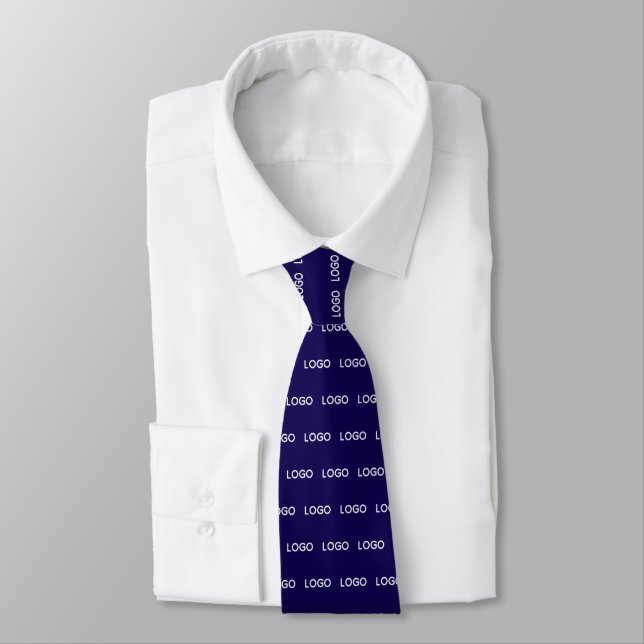 Custom Rectangle Logo Pattern Corporate Business  Neck Tie (Tied)