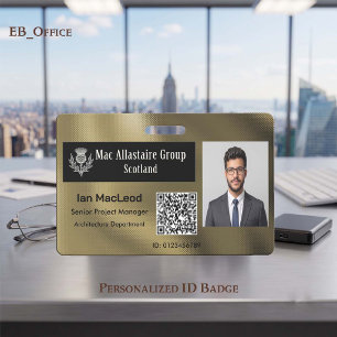 Custom Rectangle Logo Photo ID Metallic Gold Badge
