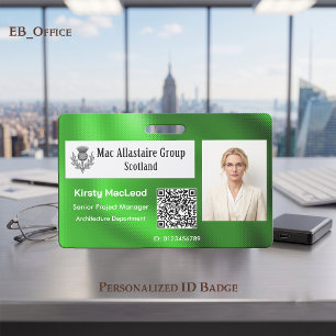 Custom Rectangle Logo Photo ID Metallic Mint Green Badge