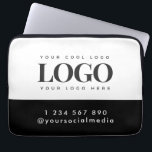 Custom Rectangle Logo & Text Business Company Laptop Sleeve<br><div class="desc">Promote your business with this cool laptop sleeve,  featuring custom logo,  social media & phone. Easily add your details by clicking on the "personalize" option.</div>